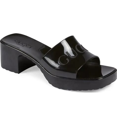 womens gucci rubber slide sandal|Gucci rubber platform sandals.